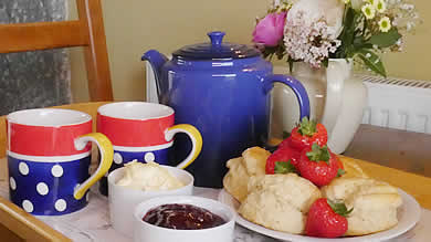 A scrumptious cream tea awaits our guests on arrival
