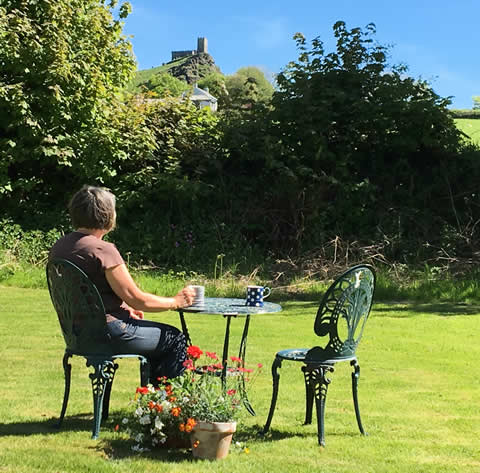 Views towards Brentor Church on Dartmoor from the garden at Monkstone