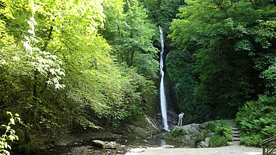 The White Lady Waterfall at Lydford Gorge (NT)
