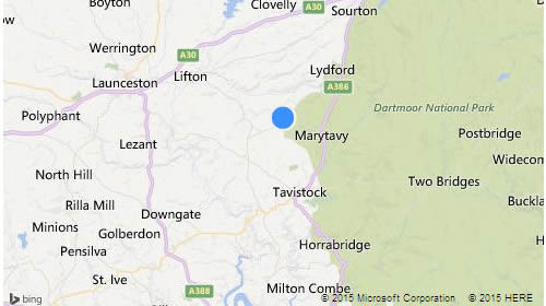 Location map for Monkstone Holiday Cottages, Brentor, Tavistock, Devon PL19 0NP